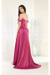 Royal Queen RQ7971 Off Shoulder Prom Satin Dress - Dress