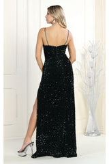 Royal Queen RQ7986 Sequined High Slit Formal Gown - Dress