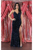 Royal Queen RQ7986 Sequined High Slit Formal Gown - Dress