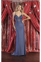Royal Queen RQ7991 Sleeveless Long Evening Dress - DUSTY BLUE / 2 - Dress