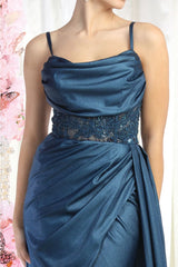 Royal Queen RQ8020 Sleeveless Sheer Side Sash Evening Gown - Dress