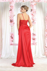 Royal Queen RQ8020 Sleeveless Sheer Side Sash Evening Gown - Dress