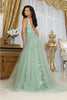 Royal Queen RQ8031 V-Neck Beaded Pearl High Slit Red Carpet Gown - Dress