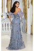 Royal Queen RQ8037 Off Shoulder 3D Floral Applique Red Carpet Dress - Dress