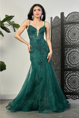 Royal Queen RQ8039 Spaghetti Strap Glitter V-Neck Prom Dress - Dress