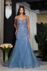 Royal Queen RQ8039 Spaghetti Strap Glitter V-Neck Prom Dress - Dress