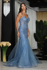 Royal Queen RQ8039 Spaghetti Strap Glitter V-Neck Prom Dress - Dress