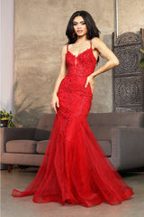 Royal Queen RQ8039 Spaghetti Strap Glitter V-Neck Prom Dress - Dress