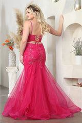 Royal Queen RQ8039 Spaghetti Strap Glitter V-Neck Prom Dress - Dress