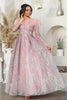 Royal Queen RQ8044 A-Line Rhinestone Leafy Pattern MOB Gown - MAUVE / 6 - Dress
