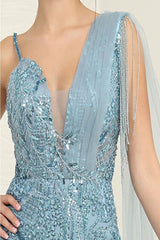 Royal Queen RQ8066 Plunging V-Neck Beaded Evening Sequin Dress - Dress