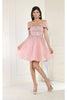 Short Prom Dress Bridesmaids Off The Shoulder Embroidered Style MQ1964 - Dusty Rose / 4 - Dress