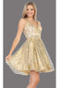Short Prom Dress Homecoming Glitter A-line V-neck Style MQ1702 - Champagne / 4 - Dress