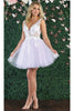 May Queen MQ1863 Floral Appliqué Embroidery Dress - Lilac