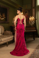 Special Occasion Dress High Slit Sequin Mermaid By May Queen MQ2118 - Dress