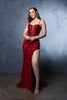 Special Occasion Dress High Slit Sequin Mermaid By May Queen MQ2118 - RED / 2 - Dress