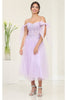 Tea Length Prom Dress Cold Shoulder Homecoming Style May Queen MQ2089 - Dress