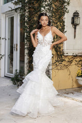 Wedding Dress Plunging V-Neck Sequin Bridal Gown By Royal Queen RQ8148 - Dress