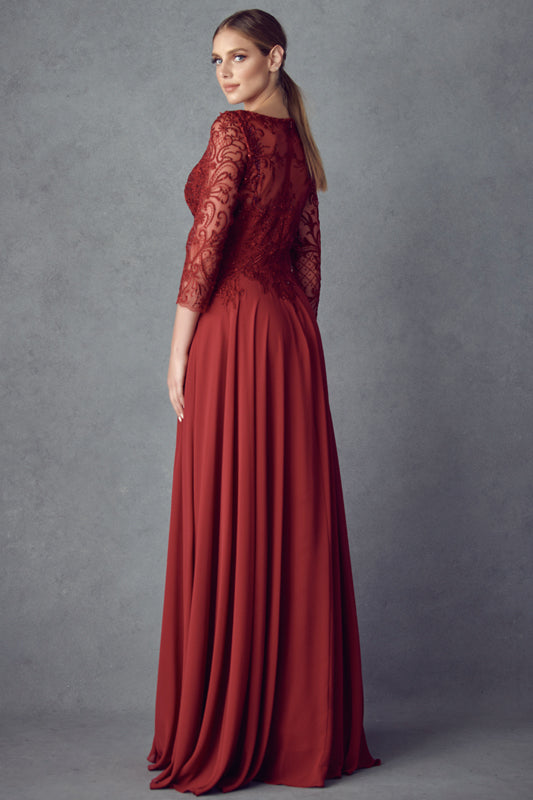 Enchanting Evenings: Embroidered Lace and Chiffon Formal Dress for Unforgettable Occasions