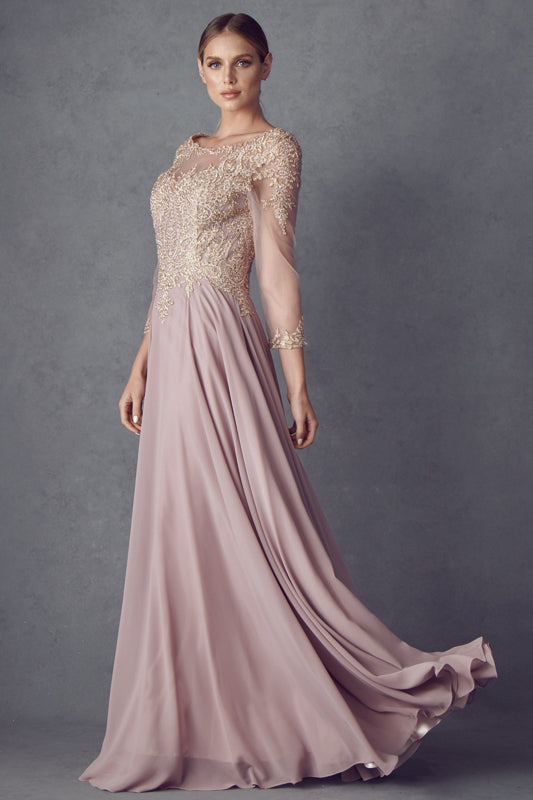 Everlasting Elegance: Embroidered Lace AppliquÃ© Formal Dress for Unforgettable Occasions