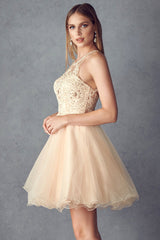 Embrace Summer Charm with XYZ's Flowy Halter Neck Dress