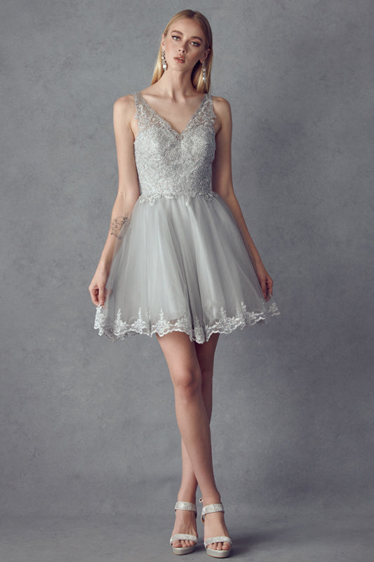 Enchanting Elegance: Embroidered Floral Short Dress for Unforgettable Occasions