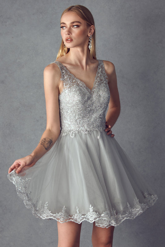 Embroidered Elegance: Everlasting Elegance's Captivating Short Dress for Special Occasions