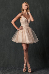 Enchanting Babydoll Glitter Homecoming Dress for a Dazzling Night