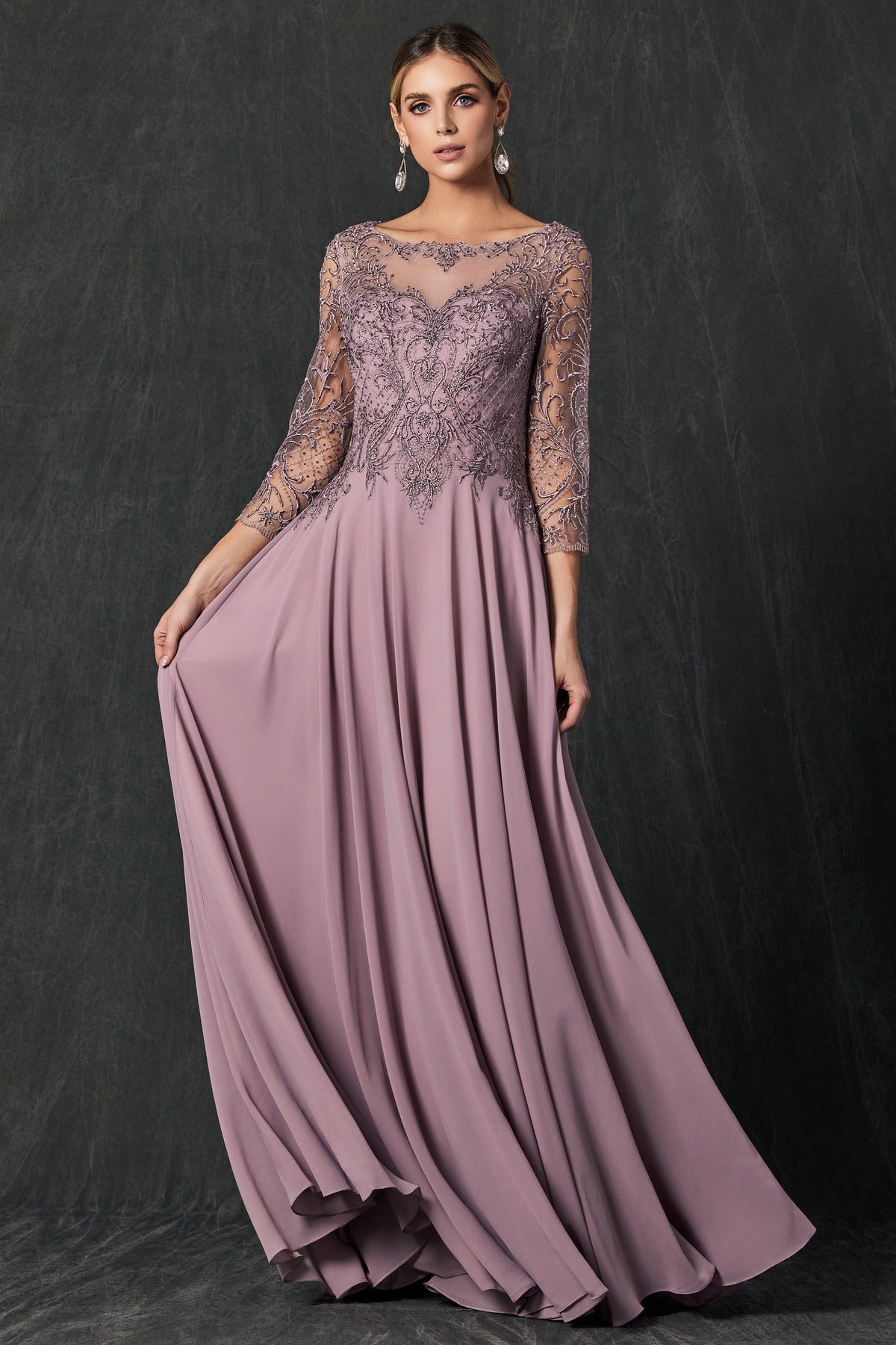 Enchanting Evenings: Embroidered Lace and Chiffon Formal Dress for Unforgettable Occasions
