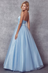 **Allure's Ethereal Beaded Belt Prom Gown: Enchanting Elegance for Unforgettable Occasions**