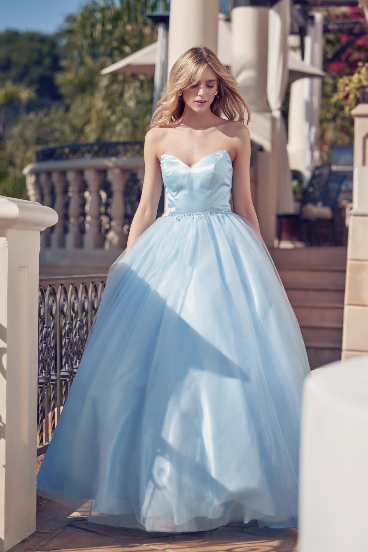 **Allure's Ethereal Beaded Belt Prom Gown: Enchanting Elegance for Unforgettable Occasions**