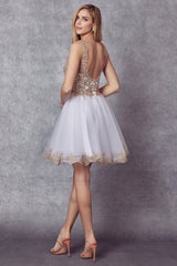 Enchanting Elegance: Embroidered Floral Short Dress for Unforgettable Occasions