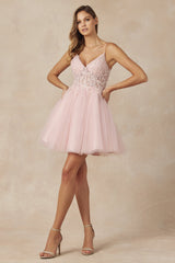 Shimmering Enchantment: Beaded Sheer Bodice Glitter Tulle Dress