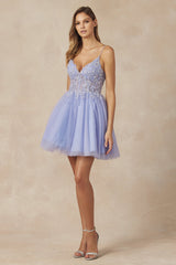 Enchanting Elegance: Shimmering Glitter Tulle Short Dress for Captivating Occasions