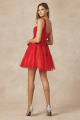 Enchanting Leaf-Lace Embroidered Babydoll Dress by Seraphina Couture