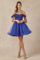 Ever After's Shimmering Glitter Tulle A-Line Homecoming Dress: A Starry Night