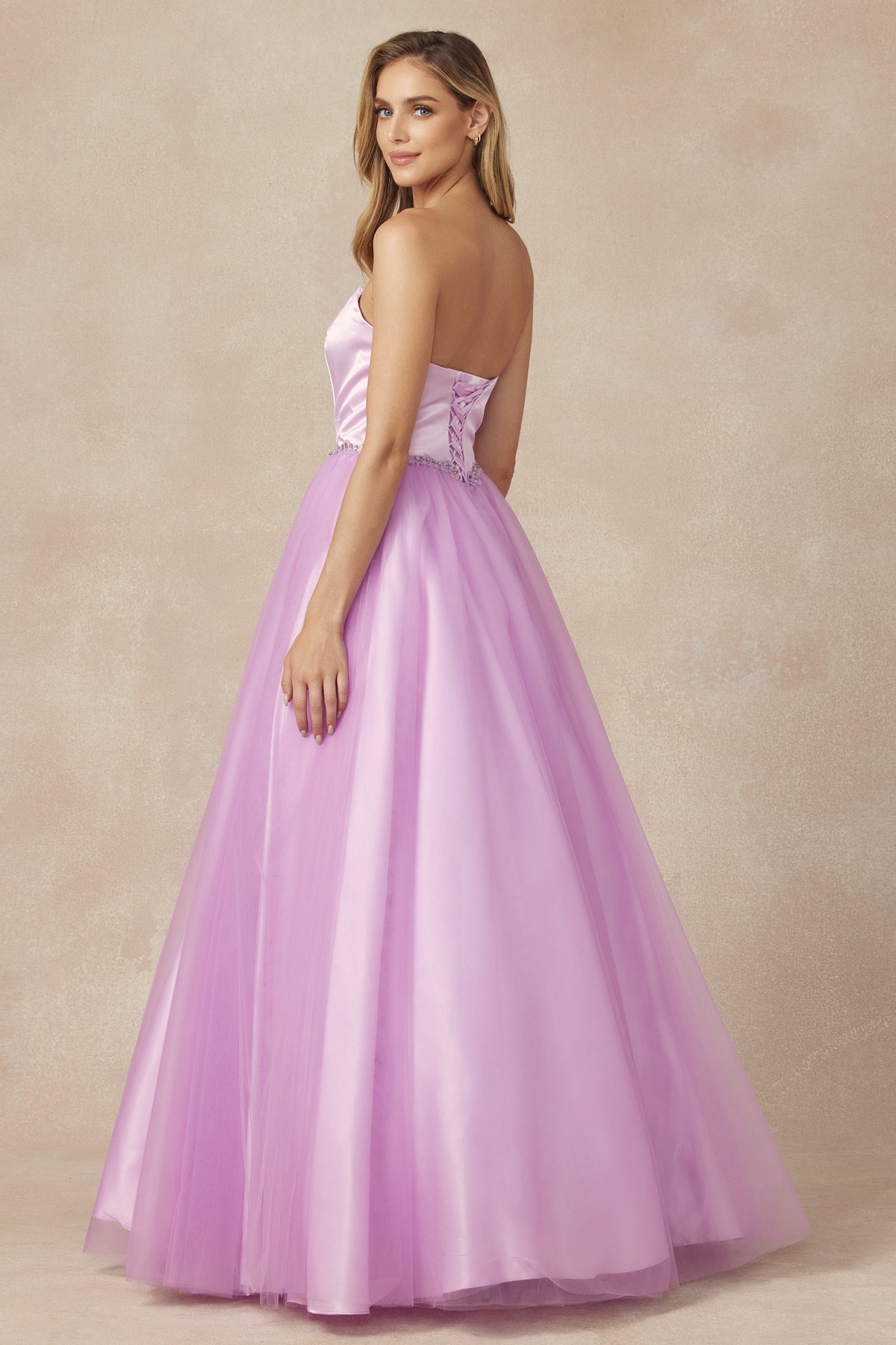 **Allure's Ethereal Beaded Belt Prom Gown: Enchanting Elegance for Unforgettable Occasions**