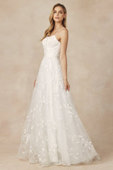 **Ethereal Elegance for the Modern Bride: Bridal Elegance Embroidered Lace A-Line Wedding Gown**