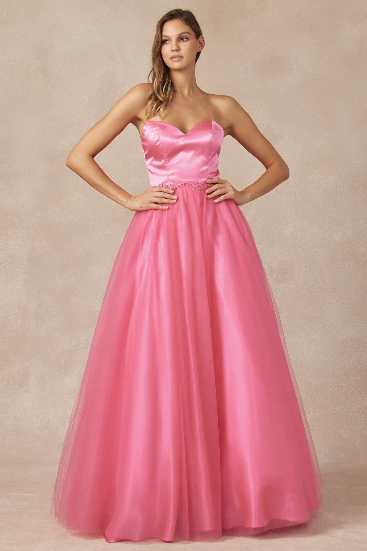 **Allure's Ethereal Beaded Belt Prom Gown: Enchanting Elegance for Unforgettable Occasions**