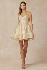 **Luxe Label's Golden Embrace: An Ethereal Dress for Special Moments**