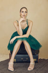 Enchanted Dreams: Ethereal Leaf Lace and Glitter Tulle Dress for Unforgettable Occasions