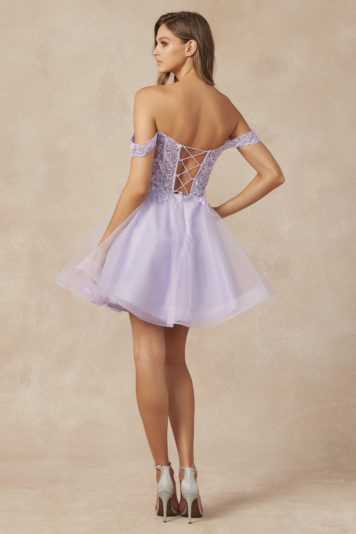 **Shimmering Elegance: The Captivating Glitter Tulle A-Line Dress**