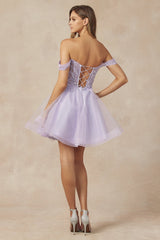 Enchanting Eve's Shimmering Glitter Tulle Homecoming Dress: A Starry Night
