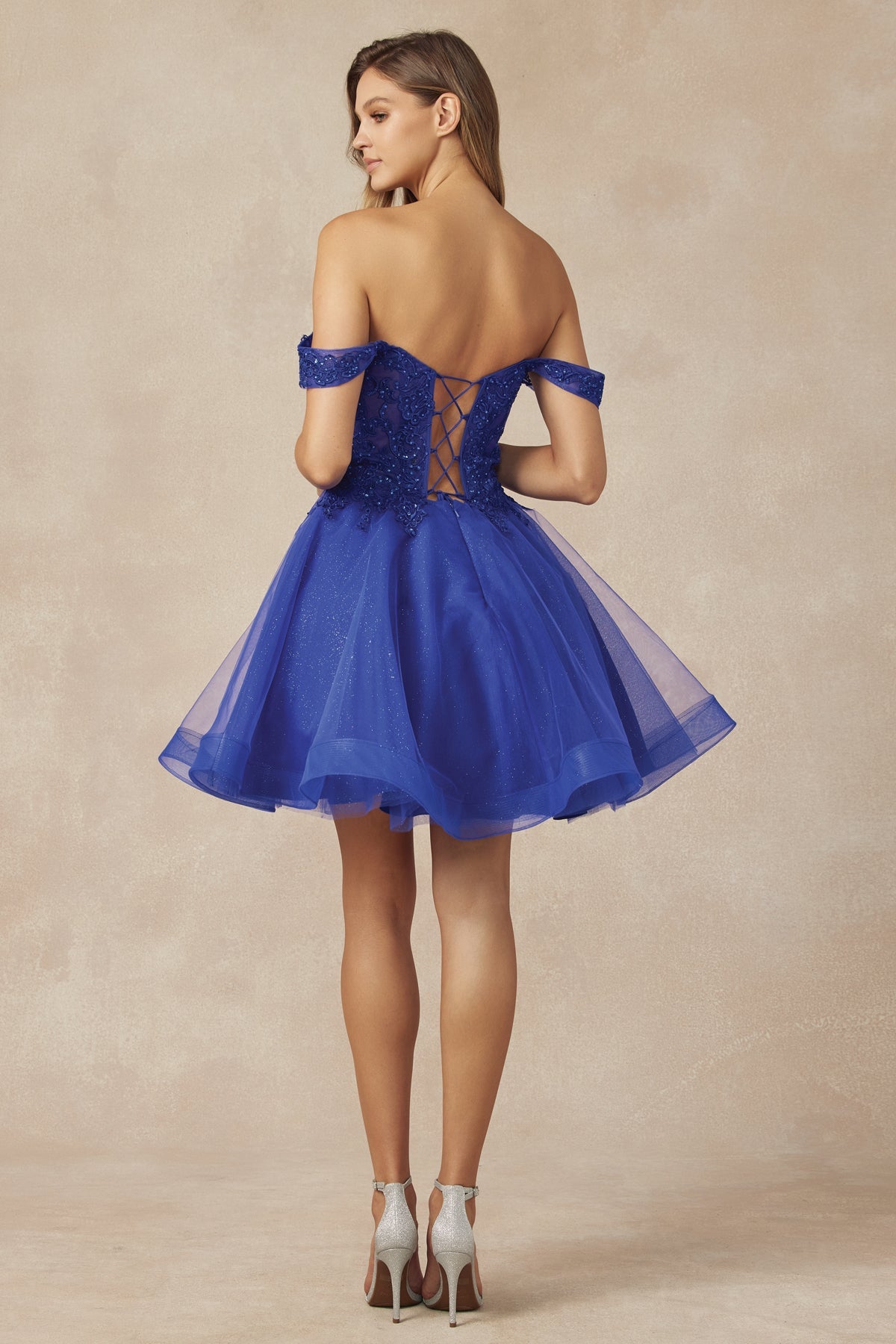 Shimmering Homecoming Magic: Enchanted Evenings' Captivating Glitter Tulle Dress