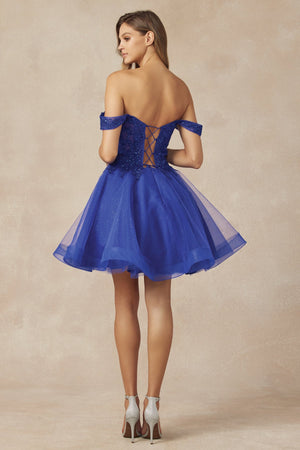 Shimmering Homecoming Magic: Enchanted Evenings' Captivating Glitter Tulle Dress