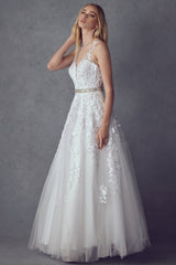 Everlasting Elegance: Ethereal Floral AppliquÃ© Prom Ball Gown for Unforgettable Occasions