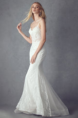 Enchanting Threads Embellished Lace Mermaid Dress: A Vision of Elegance for Special Occasions