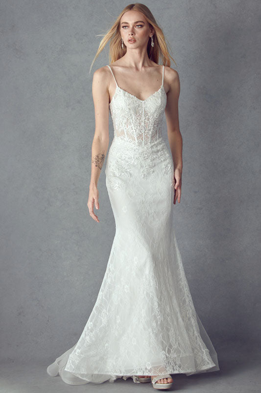 Enchanting Threads Embellished Lace Mermaid Dress: A Vision of Elegance for Special Occasions