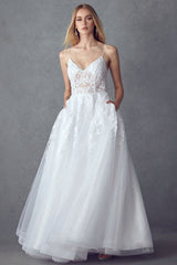 Entice with Elegance: Embroidered Bodice Open Back Ballgown by Enchanting Elegance