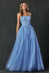 Divine Elegance: Ethereal Floral Applique Tulle Prom Ballgown for Unforgettable Occasions